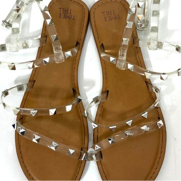 Silver studded flat Gladiator Sandals by Time & Tru, women's size 7 strappy shoe - Picture 6 of 8